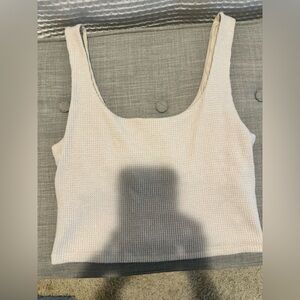 Abercrombie & Fitch White Ribbed Crop Tank Top